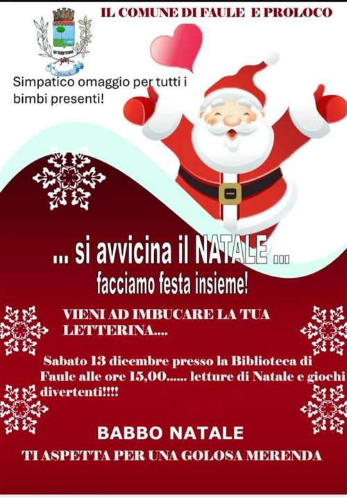 Si avvicina il Natale facciamo festa insieme! Vieni a imbucare la tua letterina....